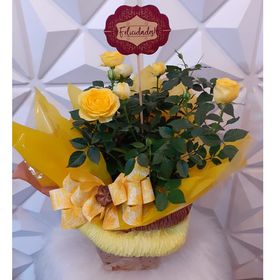 Vaso de Mini Rosa Amarela