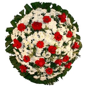 Coroa Flores Brancas e Rosas Vermelhas