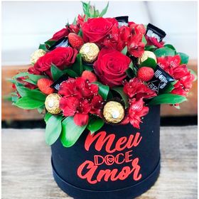 Box meu Amor com Flores vermelhas e Ferrero Rocher