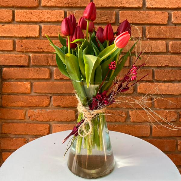 Vaso com Tulipas vermelhas