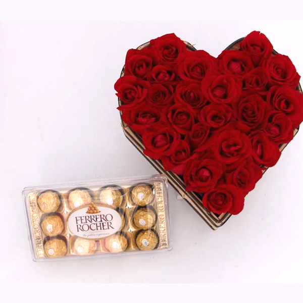 Coração de Rosas com Ferrero Rocher 