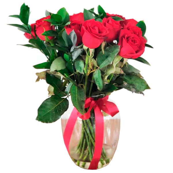 Vaso com 12 Rosas Vermelhas