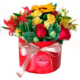 Box vermelho com flores