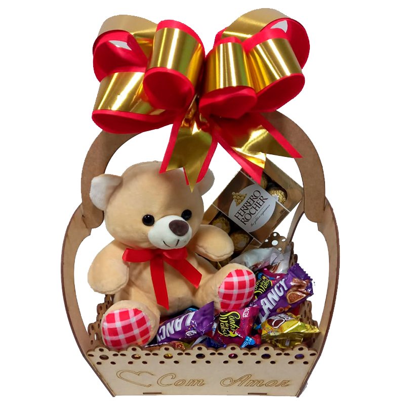 CESTA DE CHOCOLATES COM PELUCIA