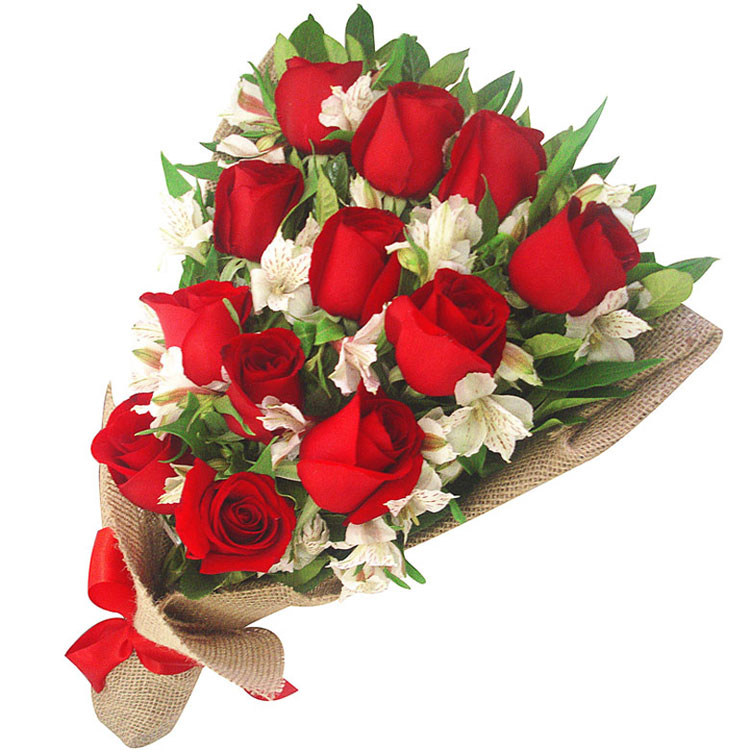 Buque 12 Rosas Vermelhas com Astromelias - YumiFlor