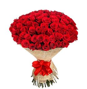 Especial - Buque 100 Rosas Vermelhas com Juta Crua 