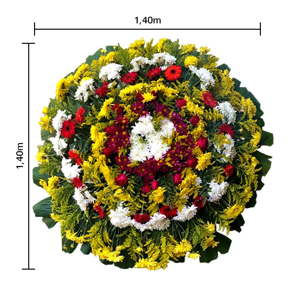 Coroa de flores Grande  Flores de Campo, Gerberas, Rosas, Tangos e Folhagens