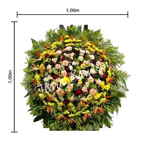 Coroa de flores Pequena Estrelízias, Áster, flores do campo, Rosas, Lírios e Folhagens